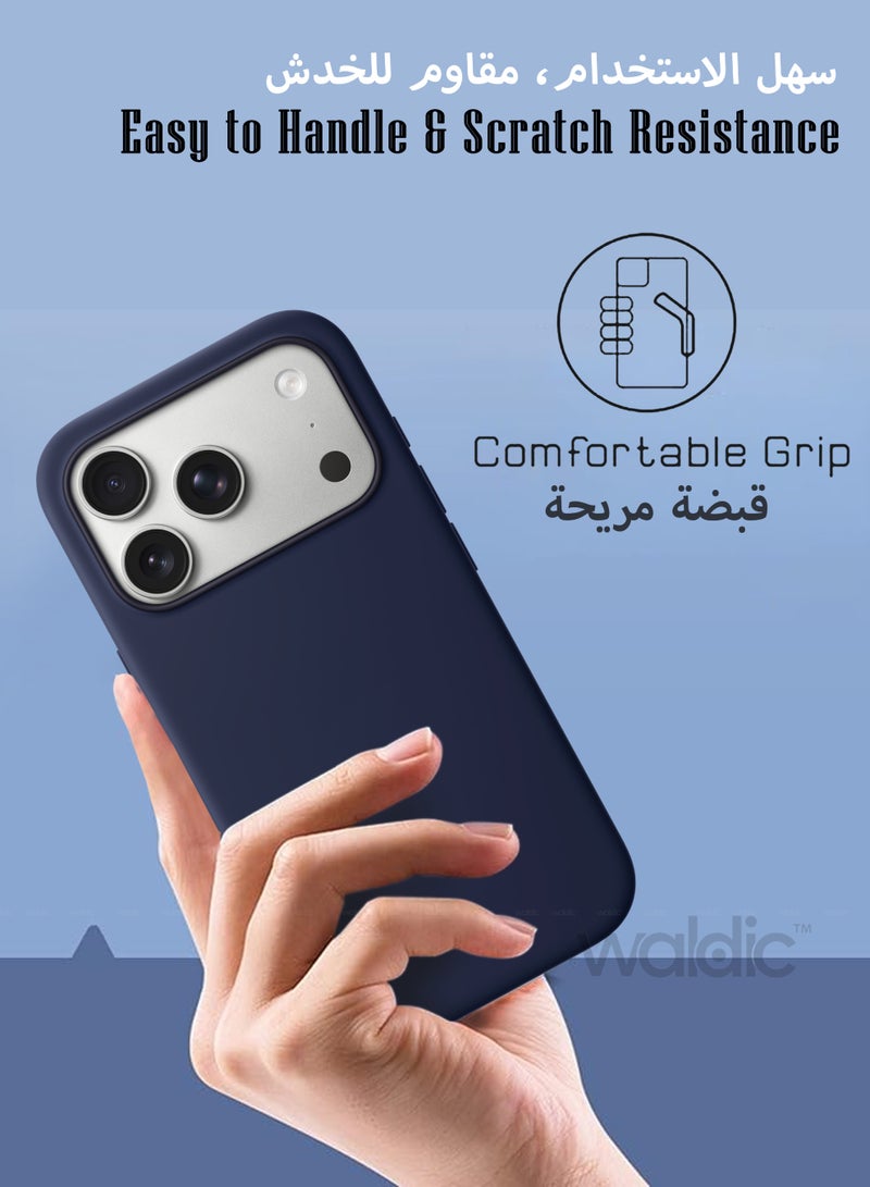 Waldic Apple iPhone 17 Pro Premium Case | Premium Silicone Case Cover Designed for Apple iPhone 17 Pro   | Apple iPhone 17 Pro Case Camera and Drop Protection Thin Protective Back Cover Case for Apple iPhone 17 Pro - Dark Blue - Image 3